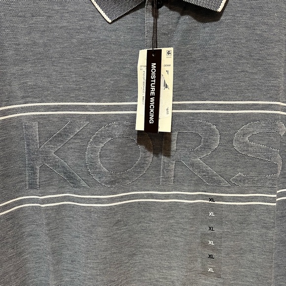 MICHAEL KORS Mens Grey Moisture Wicking Polo Shirt XL Embossed Logo - Picture 2 of 5